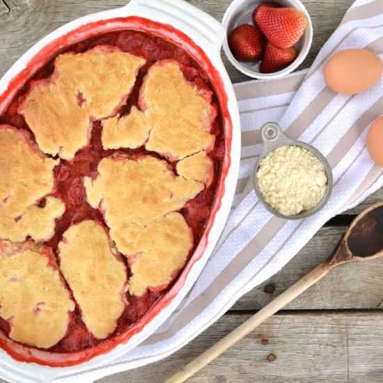 Strawberry Rhubarb Cornmeal Cobbler