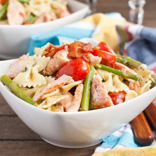 Salmon Asparagus Pesto Pasta