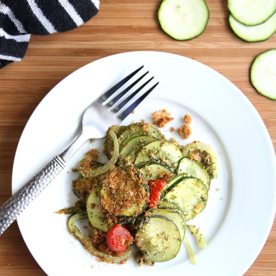 Crunchy Zucchini with Kale Pesto