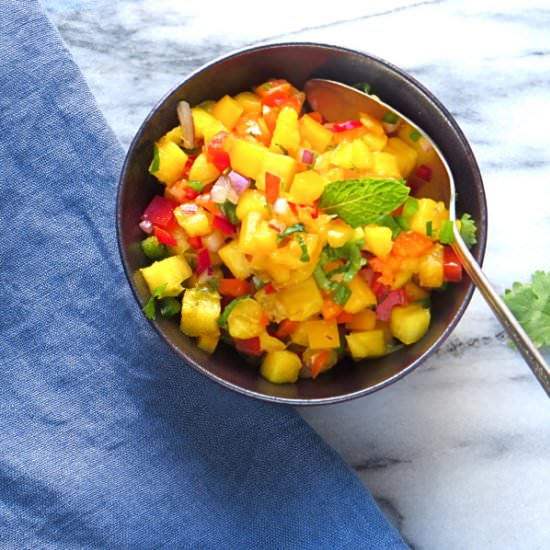 Pineapple and mango salsa