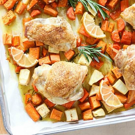 Sheet Pan Roast Chicken Dinner