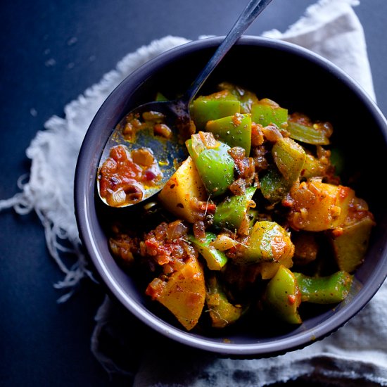 Spiced Green Bell Pepper & Potatoes