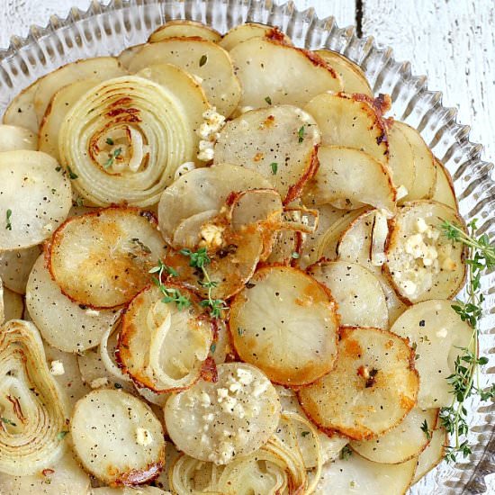 Upside Down Potato and Onion Tart