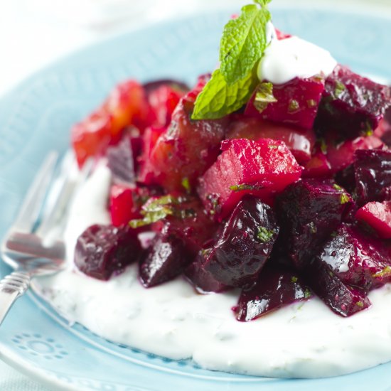 Roasted Beet Salad with Yogurt Mint