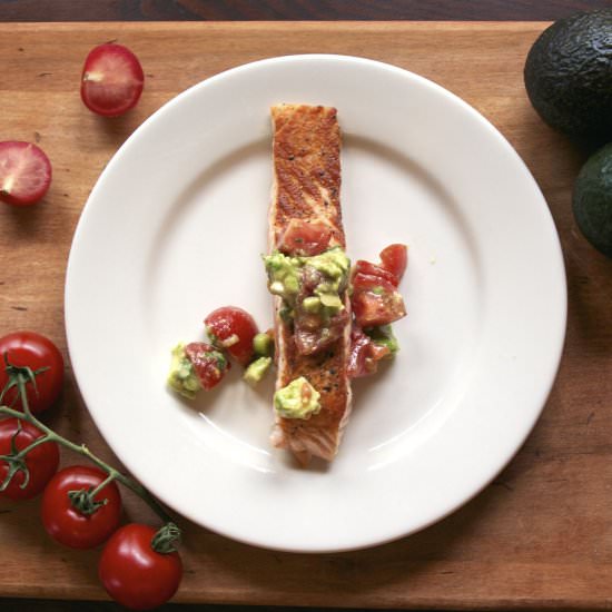 Salmon with Tomato Avocado Salsa