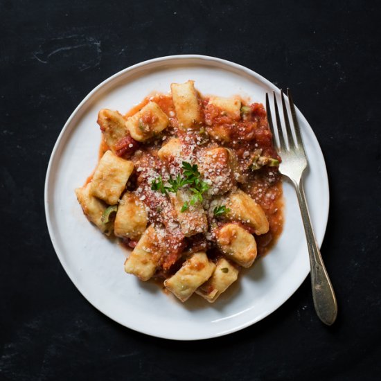 Ricotta Gnocchi w/ Olive-y Sauce