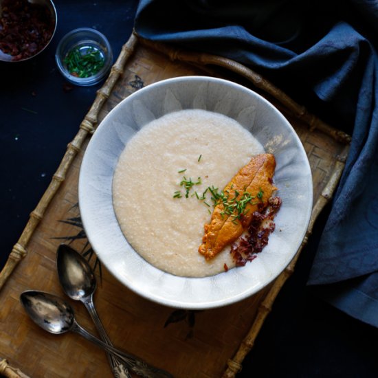 Uni Grits with Crispy Prosciutto