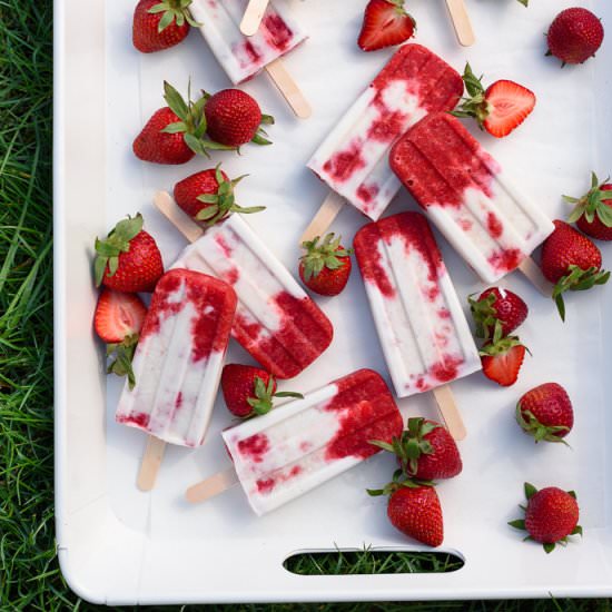 Strawberries & Cream Popsicles