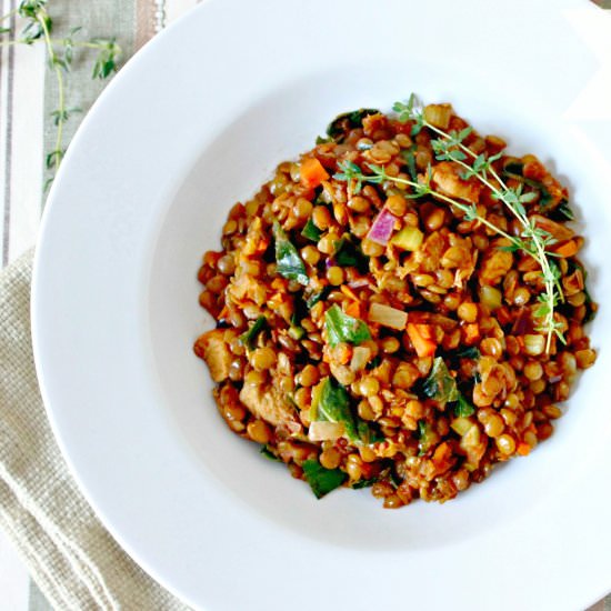 Chicken Lentil Bowl with Collards