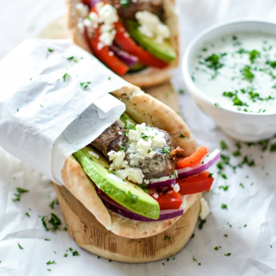 Lamb Gyros with Spicy Tzatziki