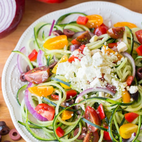 Spiralized Cucumber Greek Salad