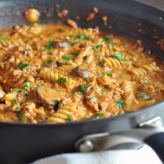 One Pot Turkey Stroganoff