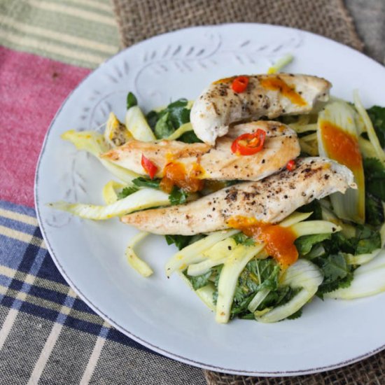 Saffron Chicken and Herb Salad