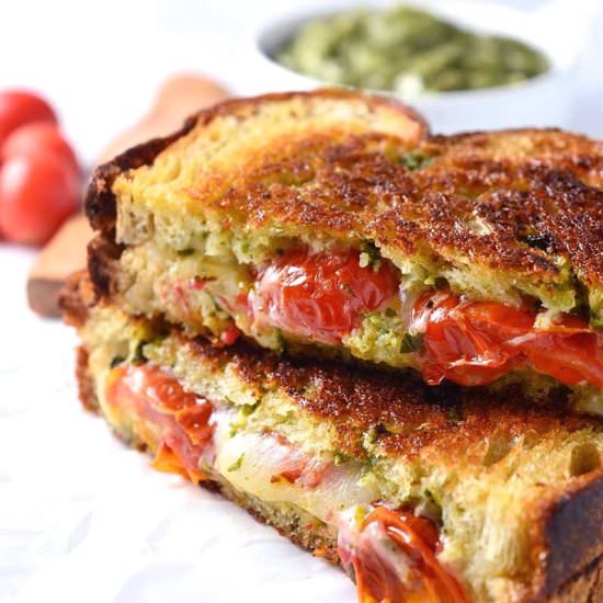 Roasted Tomato, Pesto Grilled Cheese