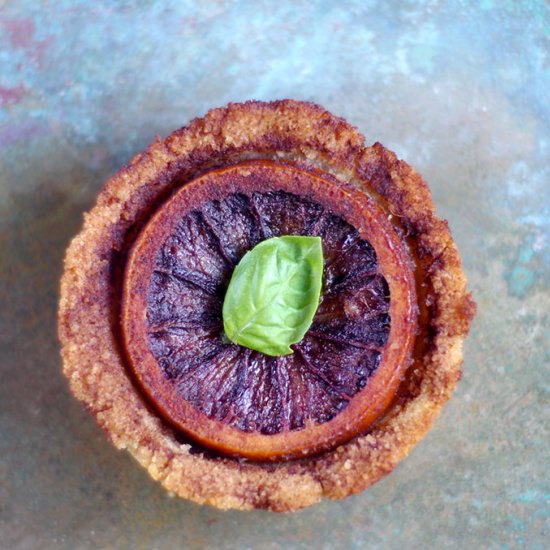 Chocolate Basil Blood Orange Tarts