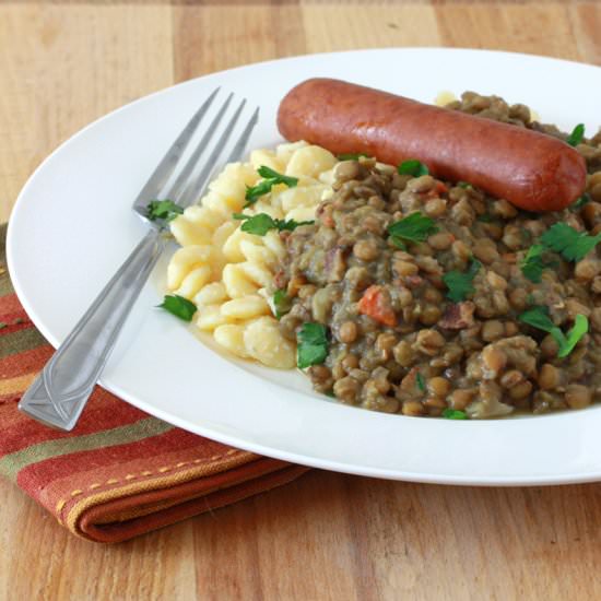 German Lentils and Spaetzle