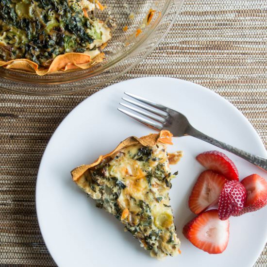 Kale/Egg Quiche, Sweet Potato Crust