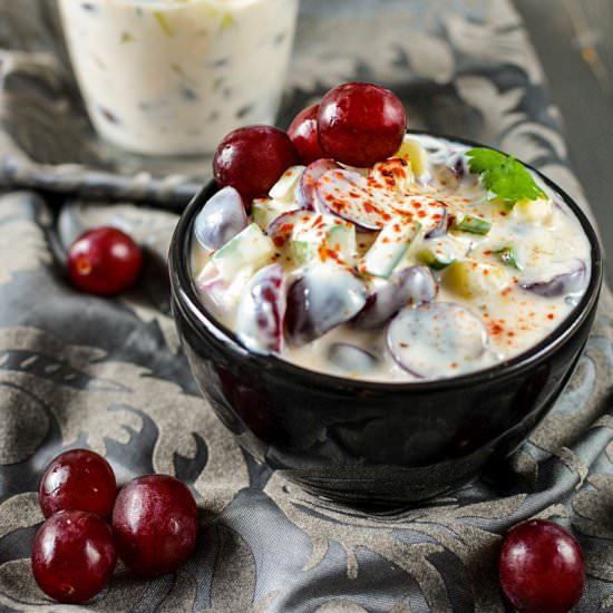 Red Grapes Onion Cucumber Raita