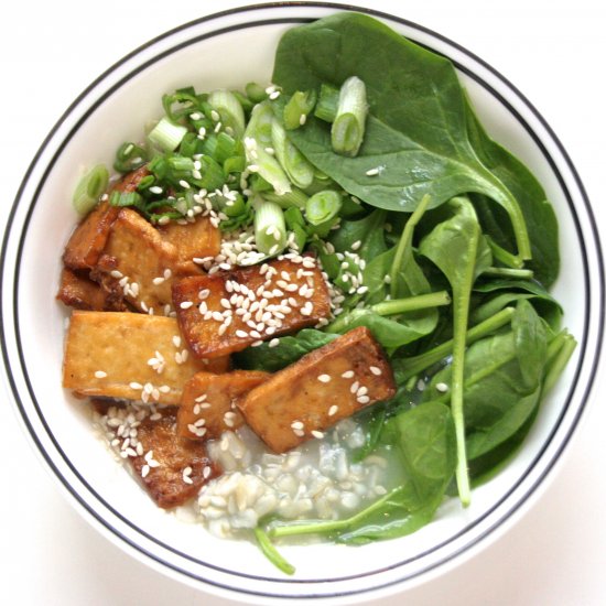 Spinach, Tofu, and Brown Rice Bowl