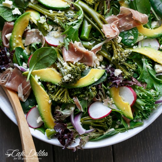 Broccolini, Prosciutto, Feta Salad