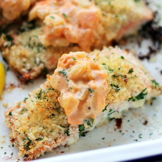 Panko-Crusted Salmon & Tuscan Sauce