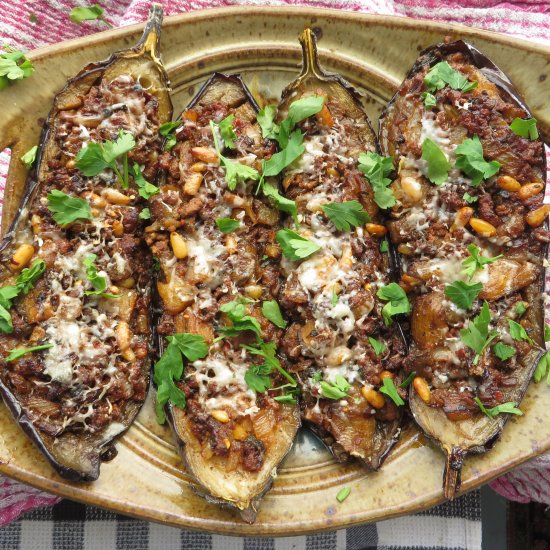 Lamb-stuffed aubergine