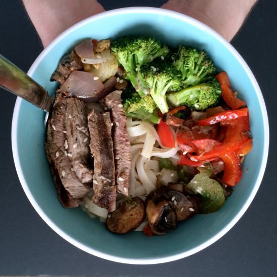 Steak and Veggie Noodle Bowl