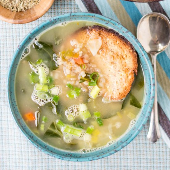 Hearty Vegetable + Brown Rice Soup