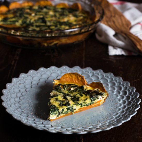 Sweet Potato Crusted Spinach Quiche