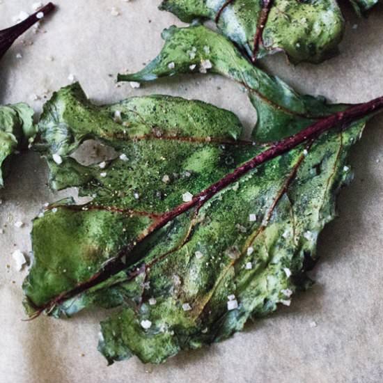 Baked Beet Green Chips