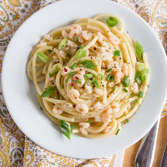 Shrimp Bucatini with Crème Fraîche