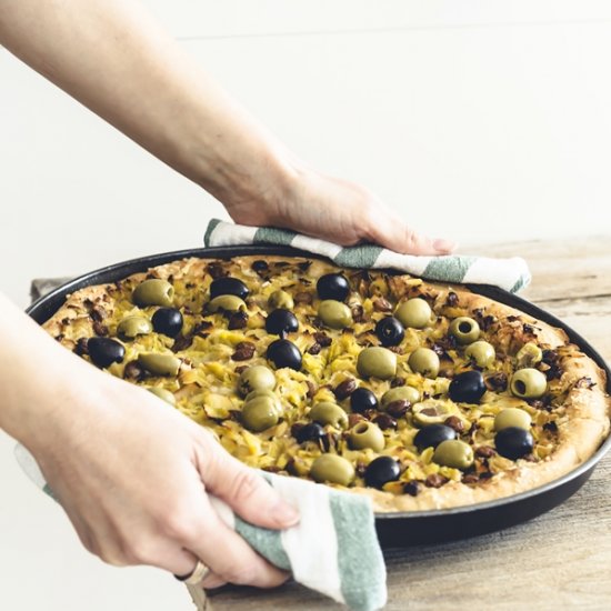 Spelt and kamut focaccia with leeks