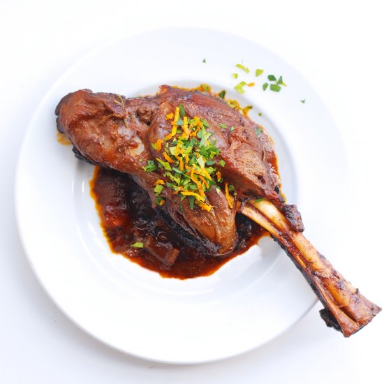 Slow braised spring lamb shanks