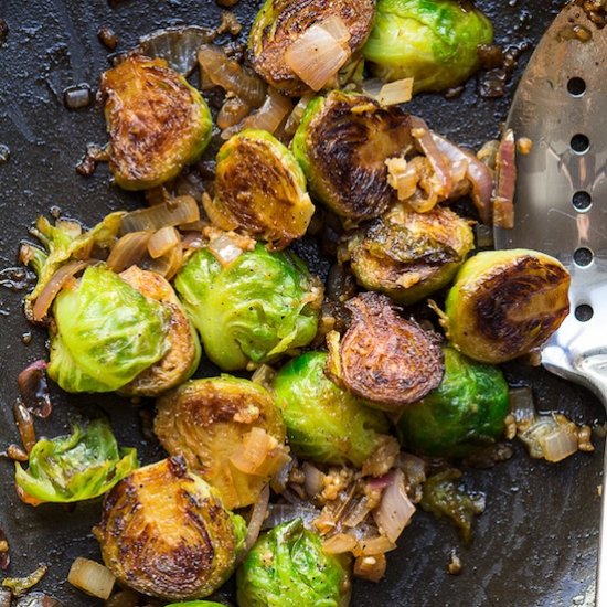 Wine & Shallot Brussels Sprouts