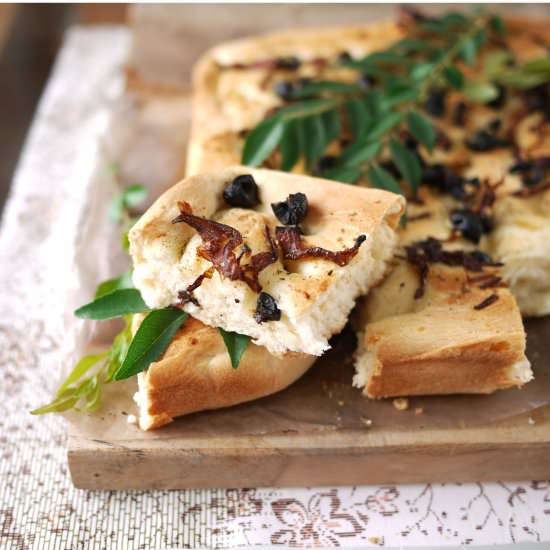 Focaccia with Olives & Onions