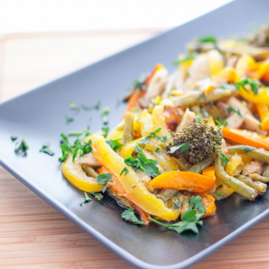 Fried mushrooms with vegetables