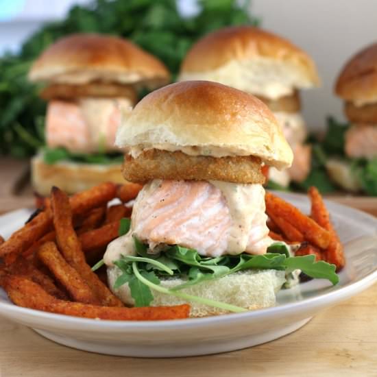 Cajun Salmon Sliders with Remoulade