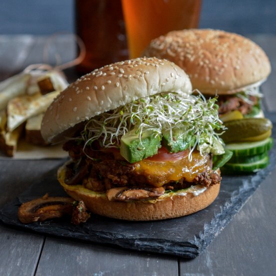 Baked Mushroom & Lentil Burger