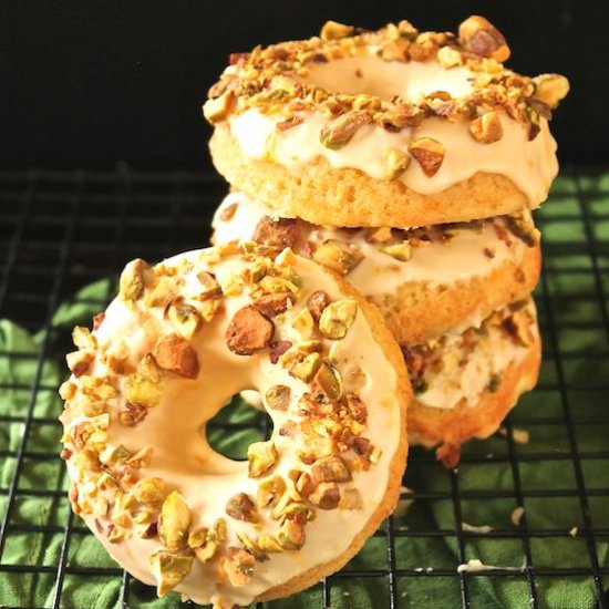 Vegan Orange Pistachio Doughnuts