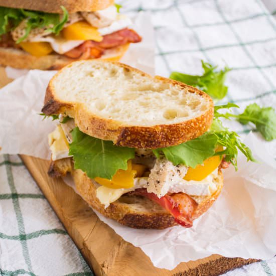 Chicken Club with Bacon & Peaches