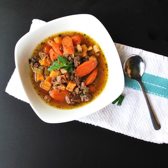 Bison, Herb and Root Vegetable Soup