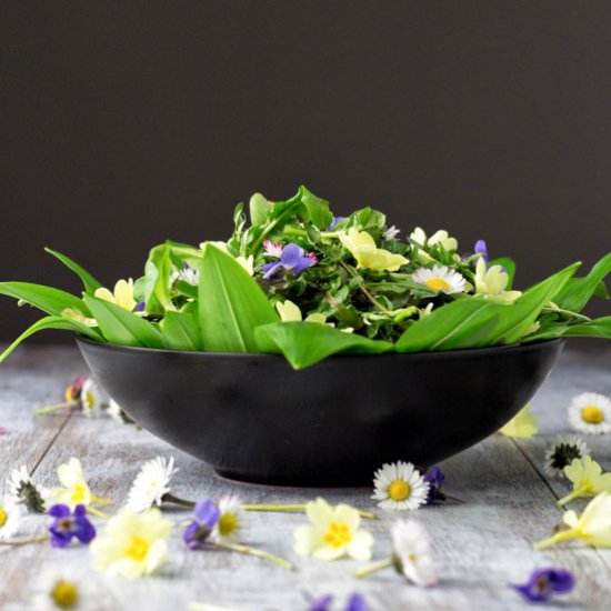 Spring Salad with Edible Flowers