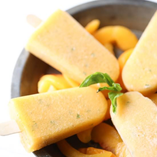 Basil Peach Margarita Popsicles