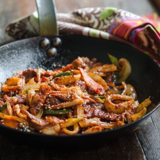 Spicy Pork and Squid Stir-Fry