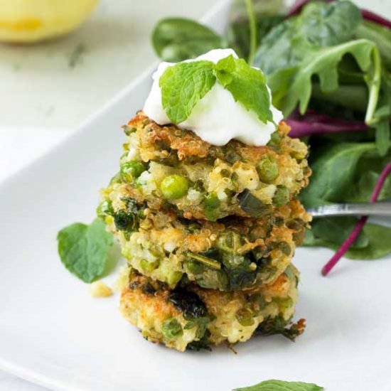 Pea, Mint & Feta Quinoa Fritters