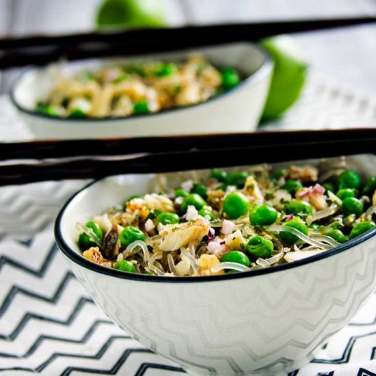 Spring Pea and Onion Noodle Bowls