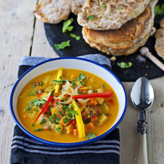 Coconut-Mango Stew with Naan Bread