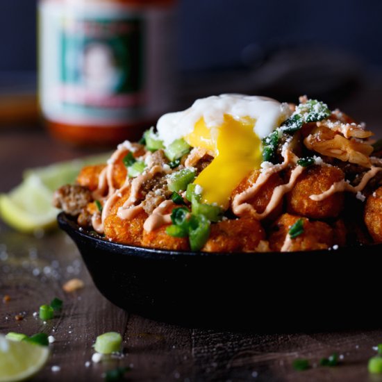 Korean Pork Sweet Potato Totchos