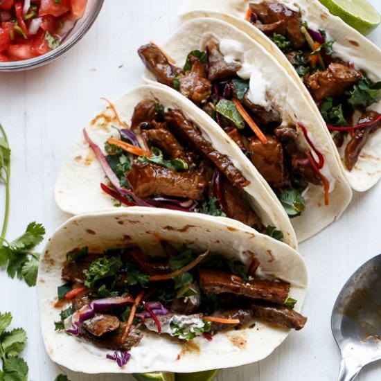 Korean Bulgogi Bbq Beef Tacos