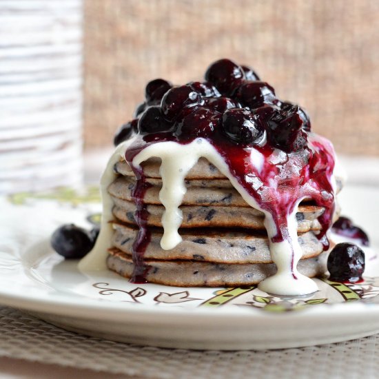 Vanilla Blueberry Cake Pancakes